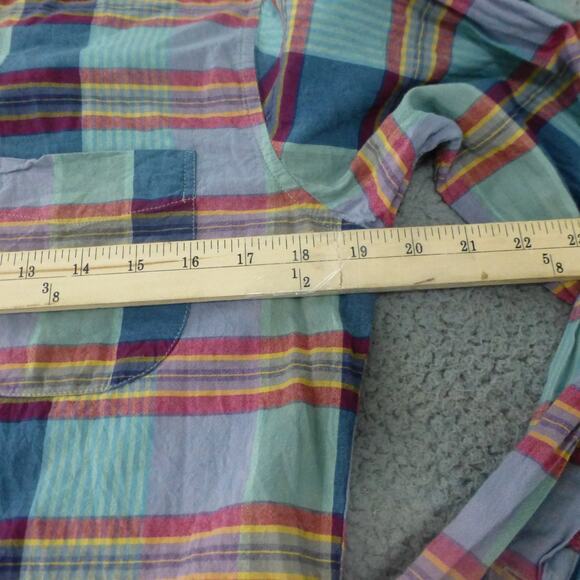 J Crew Shirt Mens Medium Button Up Indian Madras Plaid Blue Classic Cotton - Picture 6 of 9